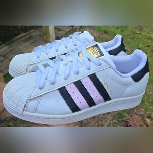 Sz 7 Women's ADIDAS ORIGINAL'S SUPERSTAR "Cloud  White/Core Bllack" Casual shoes